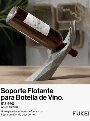 2 Imagen técnica Gris Mate Soporte Flotante para Botella de Vino